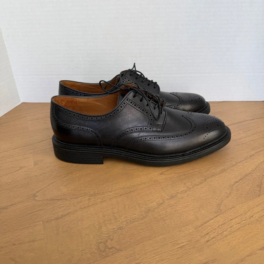 Polo Ralph Lauren Asher Wingtip Shoes Mens 10D‎ Black Cow Leather Brogue Vibram